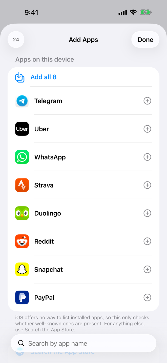 Automatic detection of installed apps