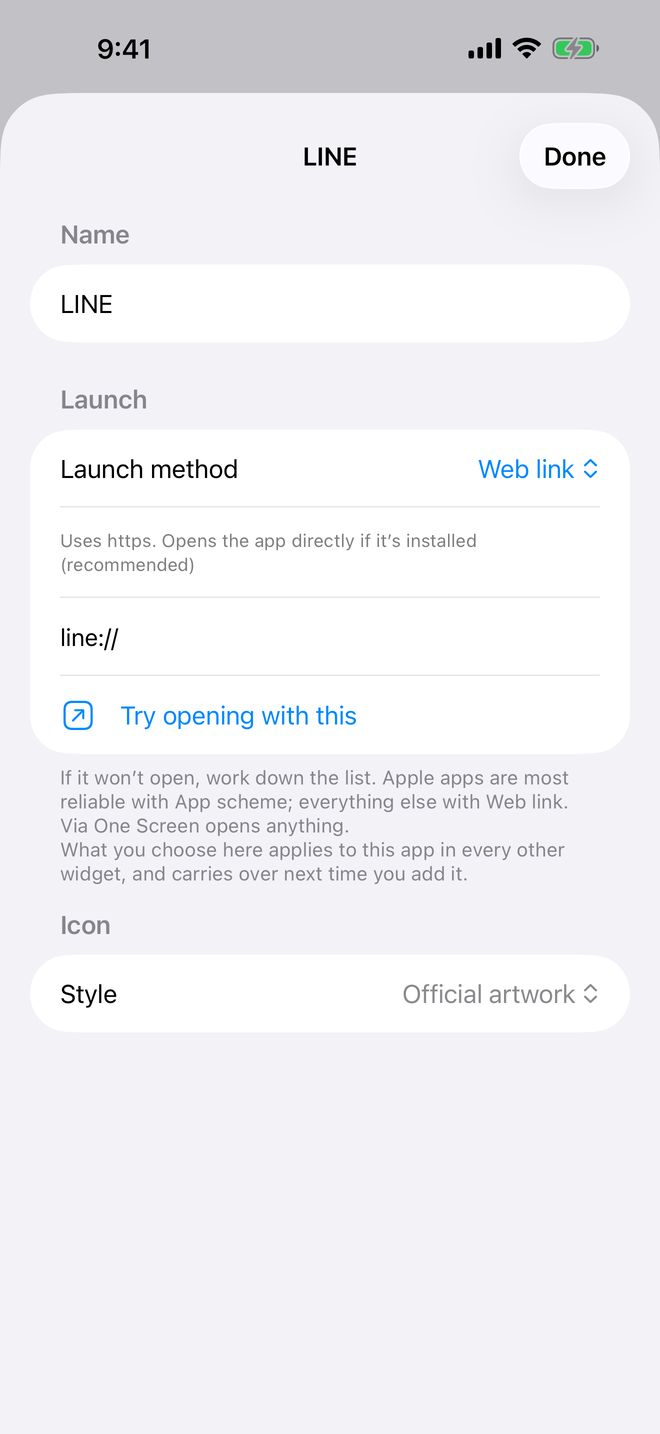 Per-app launch method